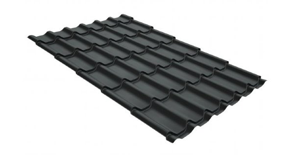 Металлочерепица классик GL 0,5 GreenCoat Pural Matt RR 23 темно-серый (RAL 7024 мокрый асфальт) купить в Томске
