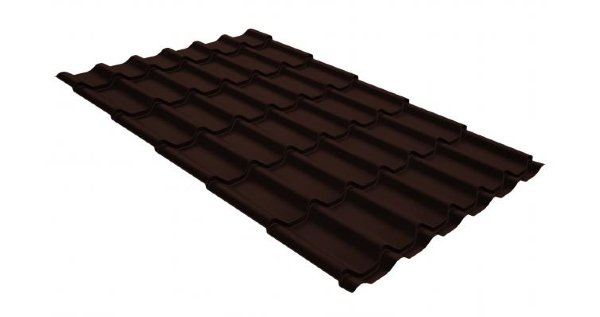 Металлочерепица классик GL 0,5 GreenCoat Pural Matt RR 887 шоколадно-коричневый (RAL 8017 шоколад) купить в Томске