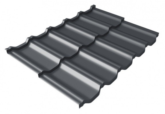 Металлочерепица модульная Квинта Uno Grand Line c 3D резом 0,5 Satin Мatt RAL 7024 мокрый асфальт купить в Томске