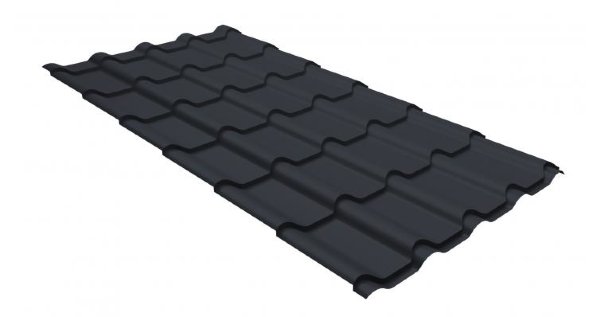 Металлочерепица камея GL 0,5 GreenCoat Pural RR 23 темно-серый (RAL 7024 мокрый асфальт) купить в Томске