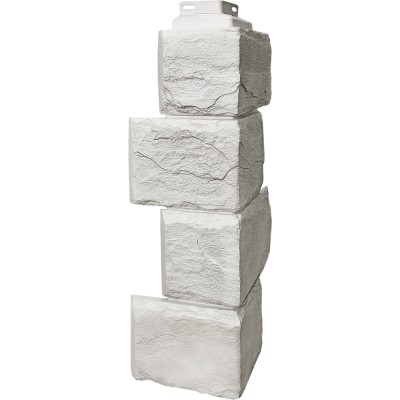 Цокольный сайдинг FineBer – Серия “Камень природный”, Угол наружный Жемчужный