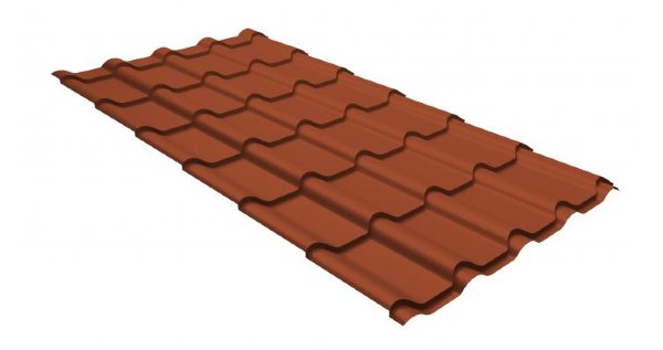 Металлочерепица камея GL 0,5 GreenCoat Pural RR 750 кирпично-красный (RAL 8004 терракота) купить в Томске