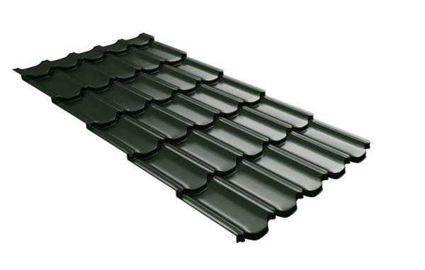 Металлочерепица квинта плюс с 3D резом 0,5 GreenСoat Pural Matt RR 11 темно-зеленый (RAL 6020 хромовая зелень) купить в Томске