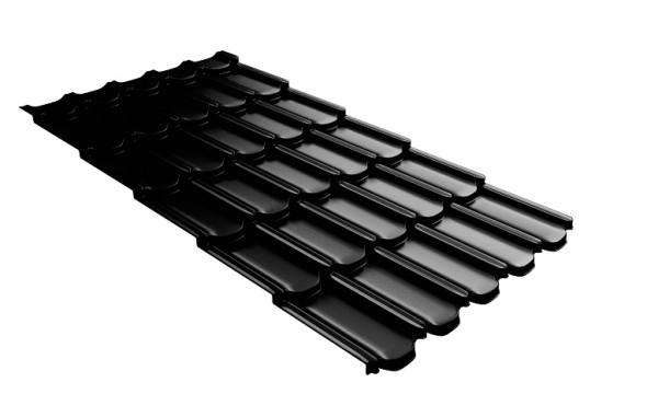 Металлочерепица квинта плюс с 3D резом 0,5 GreenСoat Pural Matt RR 33 черный (RAL 9005 черный) купить в Томске