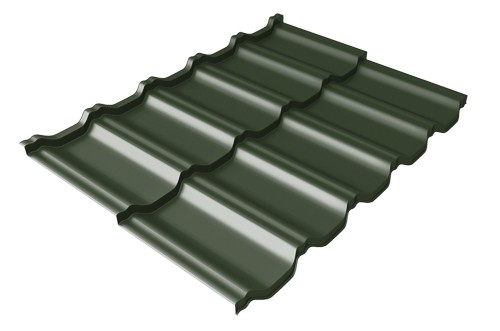 Металлочерепица модульная Квинта Uno Grand Line c 3D резом 0,5 GreenСoat Pural Matt RR 11 темно-зеленый (RAL 6020 хромовая зелень) купить в Томске