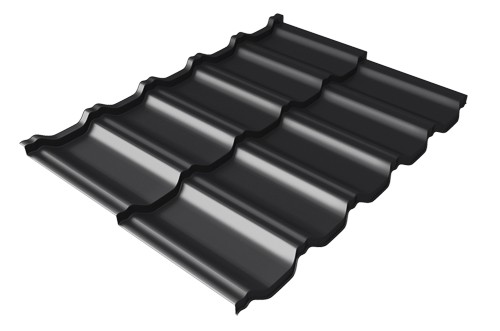 Металлочерепица модульная Квинта Uno Grand Line c 3D резом 0,5 Satin Мatt RAL 9005 черный купить в Томске