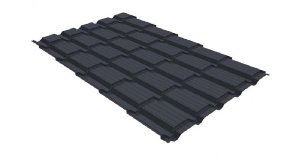 Металлочерепица GL квадро профи 0,5 GreenCoat Pural RR 23 темно-серый (RAL 7024) мокрый асфальт купить в Томске