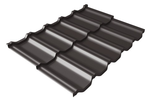 Металлочерепица модульная Квинта Uno Grand Line c 3D резом 0,5 GreenСoat Pural Matt RR 32 темно-коричневый (RAL 8019 серо-коричневый) купить в Томске