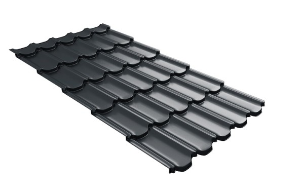 Металлочерепица квинта плюс с 3D резом 0,5 Satin RAL 7016 антрацитово-серый купить в Томске