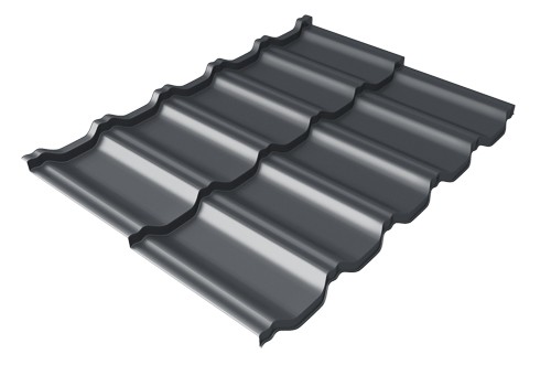 Металлочерепица модульная Квинта Uno Grand Line c 3D резом 0,45 Drap RAL 7024 мокрый асфальт купить в Томске