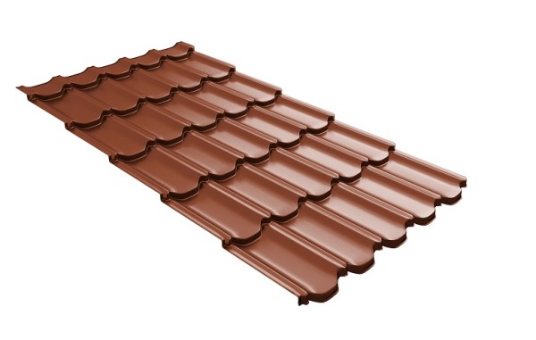 Металлочерепица квинта плюс с 3D резом 0,5 Satin Мatt RAL 8004 терракота купить в Томске