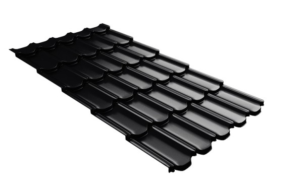 Металлочерепица квинта плюс с 3D резом 0,5 Satin Мatt RAL 9005 черный купить в Томске