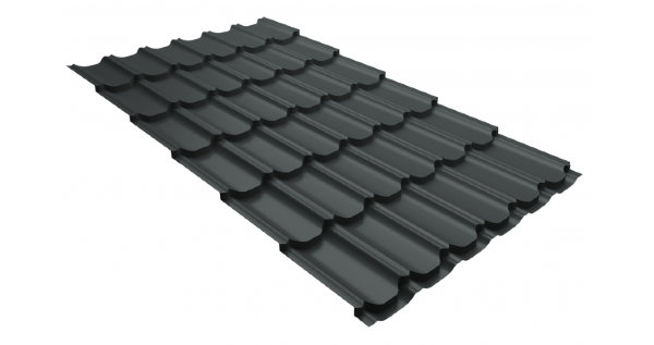 Металлочерепица квинта плюс 0,5 GreenCoat Pural Matt RR 23 темно-серый (RAL 7024 мокрый асфальт) купить в Томске