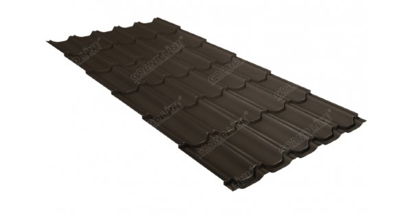 Металлочерепица квинта плюс 0,5 GreenCoat Pural Matt RR 32 темно-коричневый (RAL 8019 серо-коричневый) купить в Томске